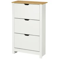 HOMCOM Slim Shoe Cabinet, Narrow Shoe Cupboard with 3 Flip Drawers, Adjustable Shelves for 18 Pairs of Shoes for Hallway, White(m-11)