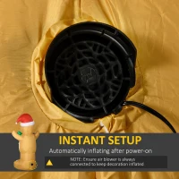 HOMCOM 6ft Christmas Inflatable Gingerbread Man & Santa Hat Safe Outdoor Decoration w/ Accessories(m-6)