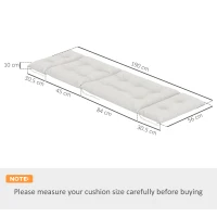 Outsunny Set of Two 190 x 56cm Sun Lounger Cushions - Light Grey(m-3)