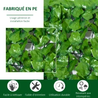 Outsunny Haie Artificiel Brise-Vue décoration Rouleau 3L x 1H m Feuillage réaliste Anti-UV Vert(m-4)