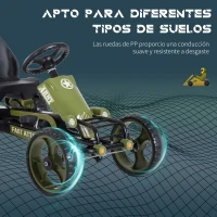 HOMCOM Go-Kart a Pedales para Niños de +3 Años Coche de Pedales con Embrague Freno Asiento Ajustable Carga Máx. 35 kg 105x54x61 cm Verde(m-7)