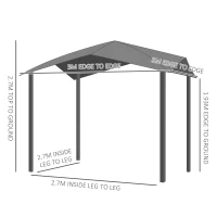 Outsunny 3x3(m) Outdoor Gazebo Garden Pavilion Sunshade Canopy Tent with Steel Frame, Grey(m-3)