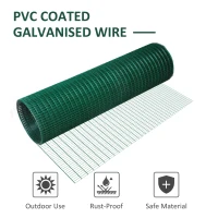 Pawhut PVC Coated Welded Wire Mesh Fencing Chicken Poultry Aviary Fence Run Hutch Pet Rabbit 30m Dark Green(m-7)