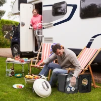 HOMCOM 4L Mini Fridge 6Can, AC+DC Portable Cooler & Warmer Car Refrigerator for Skincare, Makeup, Cosmetics, Food, for Bedroom, Home, Caravan, Car, Black(m-2)