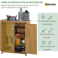 Outsunny Armario de Jardín 0,24 m² 75x40x90 cm con 4 Estantes y Techo de Galvanizado para Almacenamiento de Herramientas Natural(m-4)