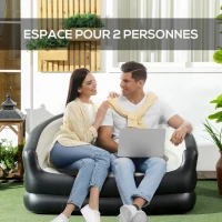 Outsunny Canapé gonflable pour 2 personnes canapé d'air pour l'extérieur dim. 138L x 87l x 71H cm gris et noir(m-4)