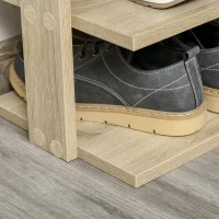 HOMCOM Mobile Scarpiera per Ingresso in Legno, Scaffale per 6 Scarpe con Ripiano Porta Oggetti, 32x30x104cm, Rovere(m-8)