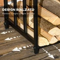 Outsunny Portalegna da Esterno e Interno a 3 Livelli Separabili in Metallo con Ganci per Attrezzi, Nero(m-5)