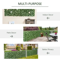 Outsunny 2-Piece Artificial Leaf Hedge Screen Privacy Fence Panel for Garden Outdoor Indoor Decor, Dark Green, 2.4M x 1M(m-5)