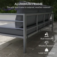 Outsunny Aluminium Three-Seater Garden Bench, with Cushions - Grey(m-4)