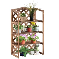 Outsunny 3-Tier Wooden Plant Stand Shelf, Flower Pot Holder Display Rack for Outdoor Indoor, 75 x 38 x 120cm(m-1)