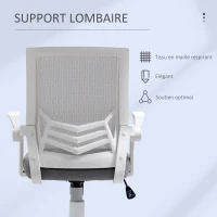 Vinsetto Chaise bureau fauteuil de bureau chaise ergonomique en maille avec support lombaire hauteur réglable fonction à bascule pivotant à 360 ° accoudoirs rabattables, 62,5 x 55 x 94-104 cm, gris(m-9)