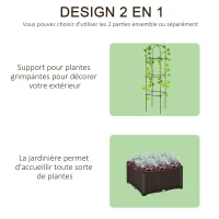 Outsunny Jardinière avec Treillis dim. 40L x 40l x 177H cm Insert d'irrigation Inclus PP Imitation rotin tressé Chocolat(m-4)