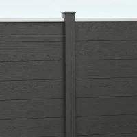 Outsunny Clôture de jardin occultant en WPC bois composite et aluminium extérieur avec pieds - modulable, 186L x 187H cm, gris(m-9)