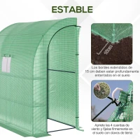 Outsunny Invernadero de Exterior con Ventanas Estantes de 3 Niveles Puerta con Cremallera y Marco de Acero 200x100x215 cm Verde(m-7)