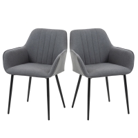 HOMCOM Chaises de Salle à Manger Chaises de Visiteur Design scandinave - Lot de 2 chaises - Pieds effilés métal Noir