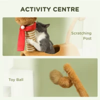 PawHut 98cm Deer-Designed Cat Tree with Scratching Posts, Toy Ball, Tunnel, Brown(m-4)