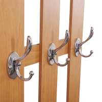 HOMCOM Ensembles 3 en 1 de meuble d'entrée vestiaire avec panneau porte-manteau, miroir et banc à chaussures - 6 crochets et étagère réglable, bois clair(m-9)