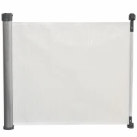 PawHut Barrière animaux rétractable automatique barrière de sécurité enroulable pour escaliers barrière extensible opération à une main dim. 1,4L x 0,88H m aluminium maille PVC blanc(m-1)