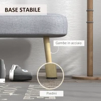 HOMCOM Panca Imbottita Fondo Letto in Tessuto con Gambe in Acciaio Effetto Legno, 114x38x45cm, Grigio(m-6)