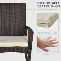 Outsunny PE Rattan Garden Rocking Chair, Outdoor Rocking with Cushion, 160 KG Capacity Wicker Garden Armchair Rocker with Metal Frame for Patio, Porch, Balcony, Brown(m-5)