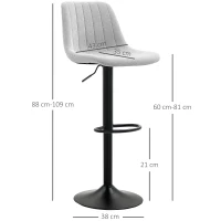 HOMCOM Set of Two Chenille-Feel Tub Bat Stools - Grey(m-3)