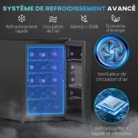 HOMCOM Cave à vin, 15 bouteilles, 39L, Réfrigérateur pour boissons, éclairage LED, température réglable 8-18℃(m-4)