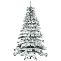 HOMCOM Árbol de Navidad 225 cm Árbol de Navidad Artificial Nevado con 1083 Ramas y Soporte de Metal Árbol de Navideño para Salón Verde y Blanco(m-10)