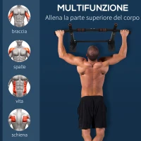 HOMCOM Sbarra per Trazioni Multifunzione in Acciaio da Parete, 94x51x18cm, Nera(m-4)