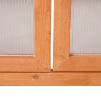 Outsunny Invernadero de Jardín de Madera y Policarbonato Invernadero Vivero Casero con 3 Estantes 2 Puertas y Tapa Abatible para Cultivo de Plantas Terraza Patio 76x47x110 cm Natural(m-7)