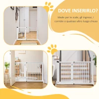 PawHut Cancellino per Cani Taglia Regolabile a 3 Pannelli, in Legno di Pino, 113-166x36x71 cm, Bianco(m-6)