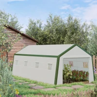 Outsunny Serra per Orto a Tunnel 6x3x2.4m Copertura in PE e Acciaio, Porta Avvolgibile e 8 Finestre(m-2)