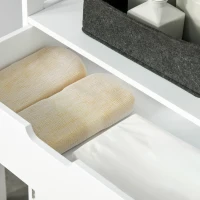 kleankin Mobile Bagno con Mensole, Armadietto e Cassetto, Mobiletto da Bagno Multiuso in Legno, Bianco,  60x33x122.5cm(m-8)