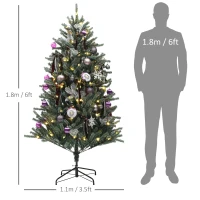 HOMCOM 6ft Artificial Christmas Tree, with Purple Decorations and Lights(m-3)