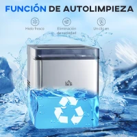 HOMCOM Máquina de Hacer Hielo 9 Cubitos de Hielo en 6-12 Minutos 15 kg en 24h  2 Tamaños de Cubitos 25,2x37,5x31,2 cm Negro(m-6)