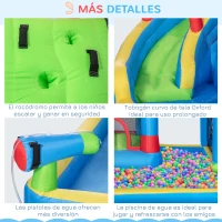 Outsunny Castillo Inflable Infantil con Tobogán Cama de Salto Piscina Muro de Escalada Inflador 390x300x197 cm Multicolor(m-6)