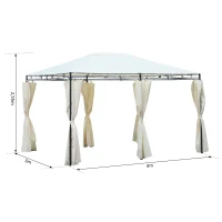 Outsunny Tonnelle barnum pavillon de jardin style colonial toiles latérales amovibles 3L x 4l x 2,55H m crème(m-9)