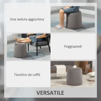 HOMCOM Pouf Contenitore in Velluto 2 in 1 Convertibile in Tavolino da Caffè, Ø44x47.5cm, Grigio(m-7)