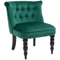 HOMCOM Velvet-Feel Wingback Accent Chair, with Wooden Legs - Green(m-10)