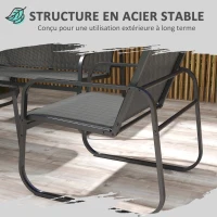 Outsunny Salon de jardin 4 pièces avec 2 fauteuils 1 canapé 2 places d'extérieur et table basse plateau en verre trempé(m-4)