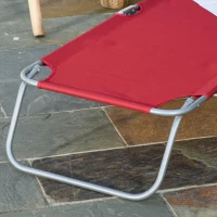 Outsunny Bain de Soleil transat Pliable Dossier réglable Multipositions métal et Polyester Bordeaux(m-8)
