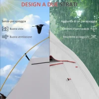 Outsunny Tenda da Campeggio con Borsa da Trasporto, in Poliestere e Alluminio, 300x135x110 cm, Grigio Chiaro(m-4)