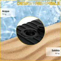 Outsunny Base Ombrellone Giardino Riempibile con Acqua e Sabbia 70-90 kg, Ruote e Maniglia in HDPE, 80x60 cm, Nero(m-5)