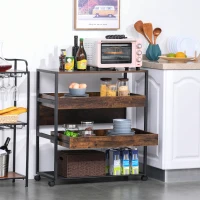 HOMCOM 4-Tier Kitchen Cart Storage Trolley with Wheels Shelves and Brakes Industrial Style, Kitchen, Dining & Living Room(m-10)