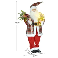 HOMCOM 4'3" Animated Santa Claus Figure, with Sound and Lights - Red/Green(m-3)