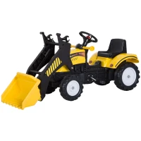 HOMCOM Trattore a Pedali con Ruspa Giocattolo per Bambini 3 Anni, Giallo e Nero, 114x41×52cm(m-10)