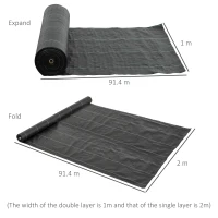 Outsunny 2m x 90m Weed Control Membrane, Heavy Duty Weed Control Barrier Fabric, 90gsm Ground Cover for Patios, Garden, Flower beds, Landscaping(m-3)