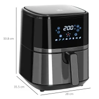 HOMCOM 4.5L Air Fryer, 8-in-1 Digital Air Fryer Oven with Rapid Air Circulation, Temp Control & Timer, Non-stick Basket, Oil-Free Cook, 1500W, Black(m-3)