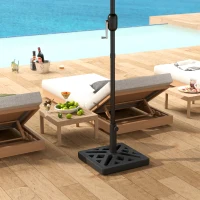 Outsunny Garden Parasol Base, 15kg HDPE Outdoor Umbrella Stand Parasol Stand with Cut-Out Design, Sun Umbrella Base for 32, 38, 48 mm Poles, Black(m-7)