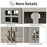 Outsunny Wooden Garden Shed with Two Windows, Tool Storage Cabinet, Outdoor Double Door Organizer 127.5L x 50W x 164H cm, Grey(m-6)